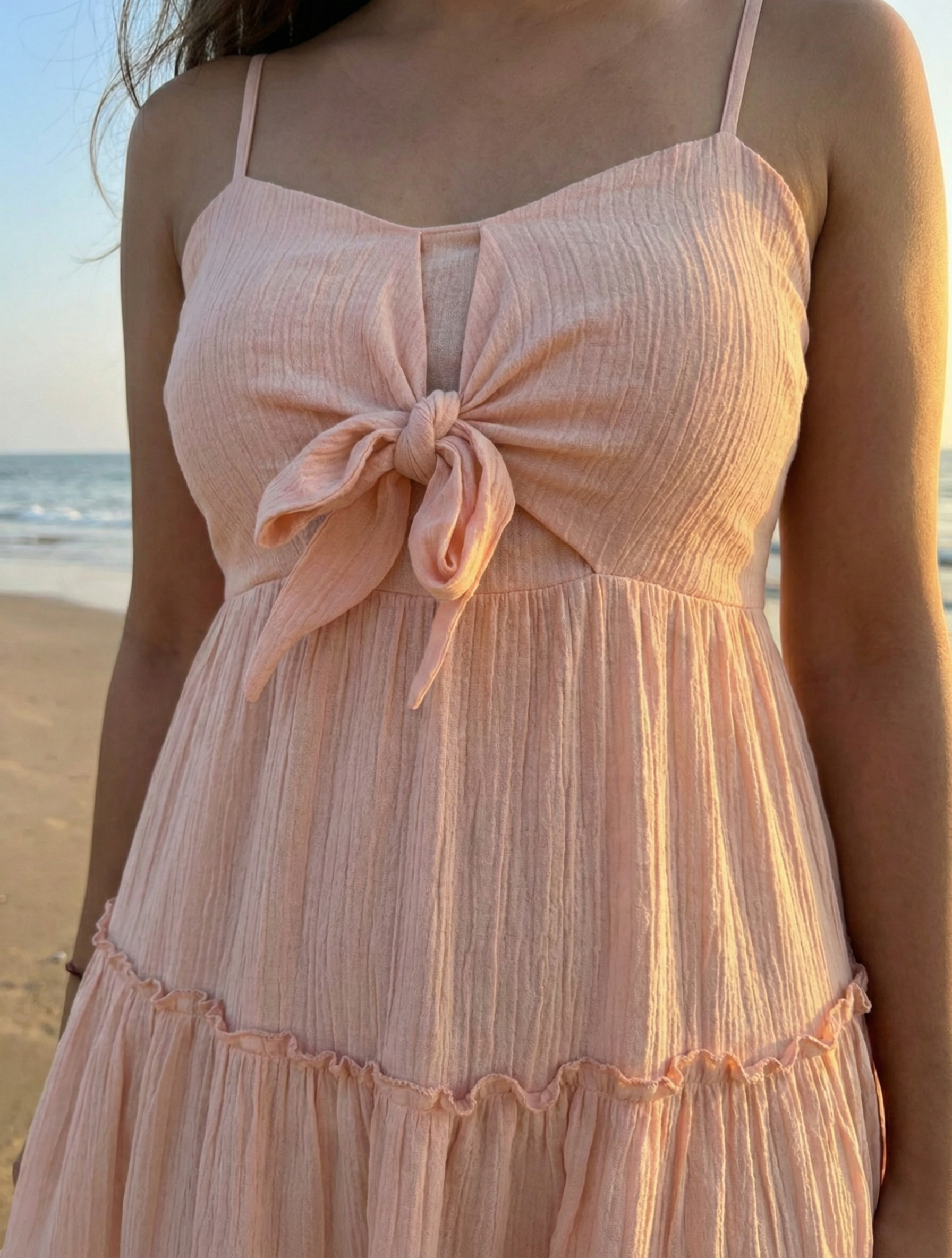 Blush Tide Cotton Tiered Maxi Dress for Women