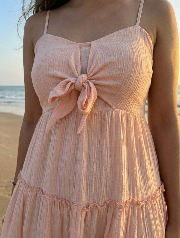Blush Tide Cotton Tiered Maxi Dress for Women