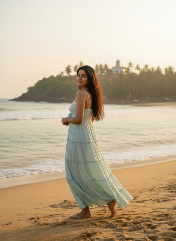 The Mint Breeze Cotton Tiered Maxi Dress
