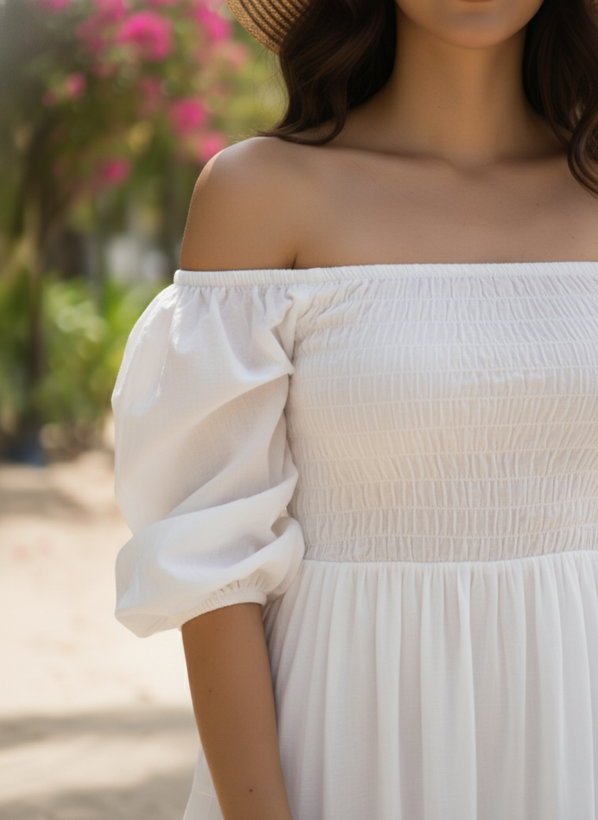 The Bohemian Breeze Cotton Midi Dress - Effortless Chic