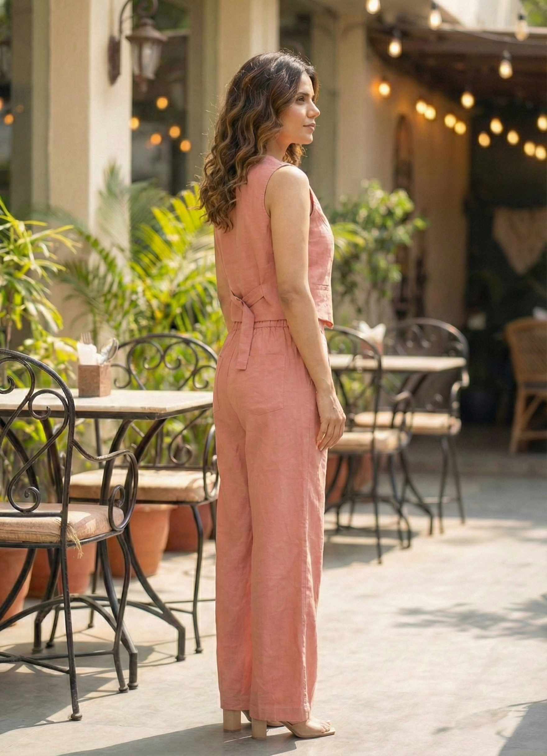 Blush Terracotta Cotton Coord Set for Women (Top & Pants)