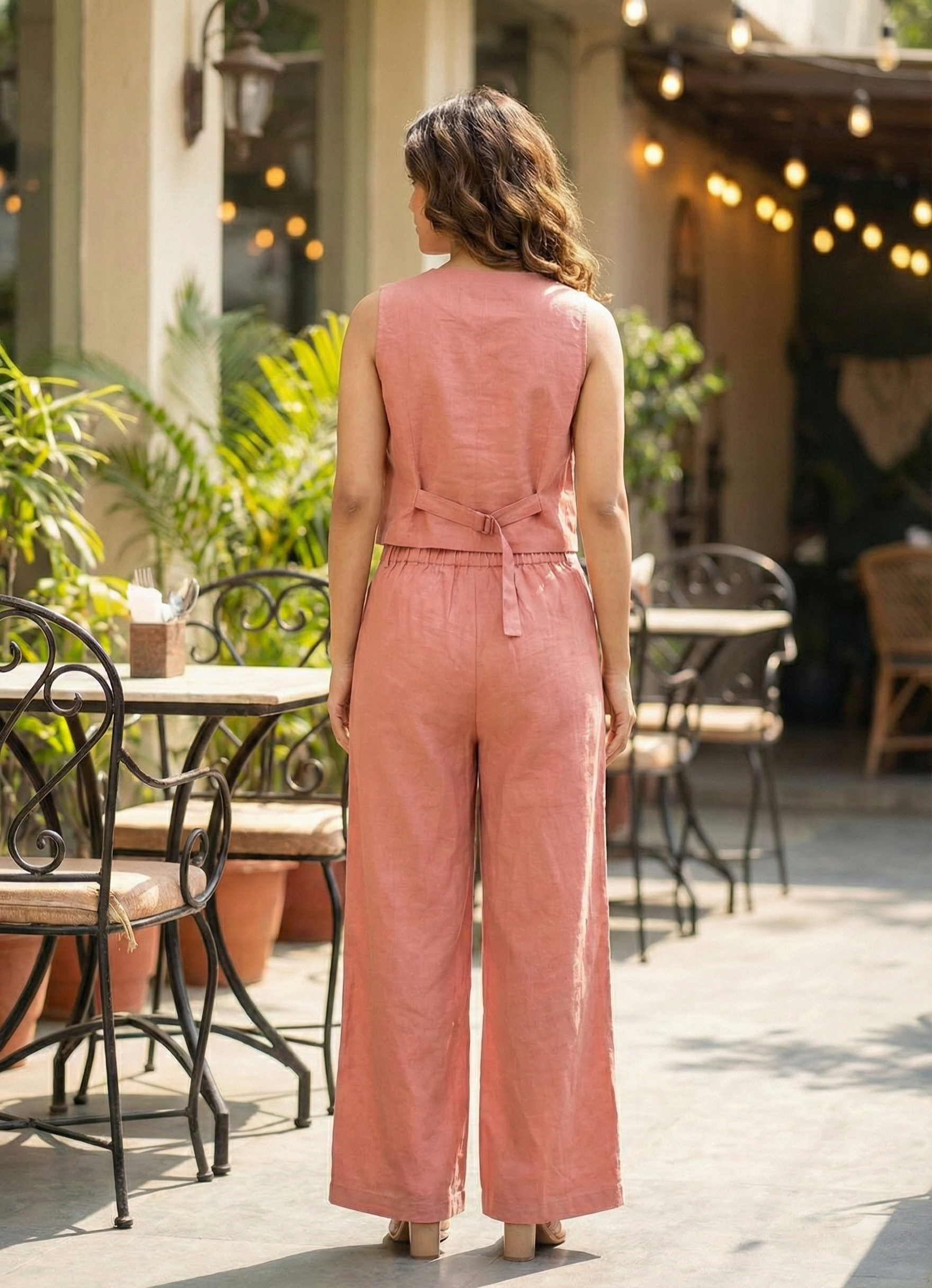 Blush Terracotta Cotton Coord Set for Women (Top & Pants)